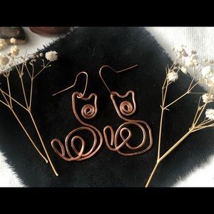 Copper cat earrings